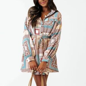 Multicolor Patterned Dress